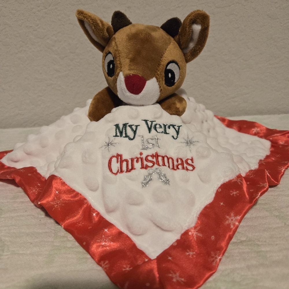 NWOT Rudolph Christmas Rattle Security Blanket Lovey.